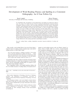Development of Word Reading Fluency and Spelling