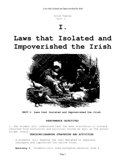 I. Laws that Isolated and Impoverished the Irish