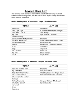 Book List Organized by Guided Reading Levels
