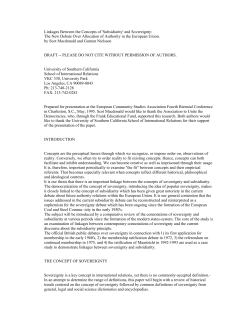 Linkages Between the Concepts of `Subsidiarity` and Sovereignty: