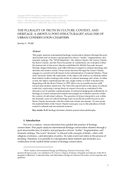 The plurality of truth in culture, context, and heritage
