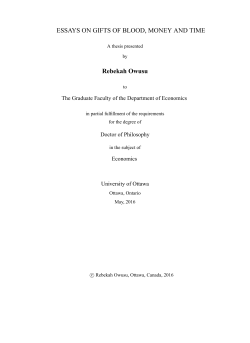 ESSAYS ON GIFTS OF BLOOD, MONEY AND TIME Rebekah Owusu