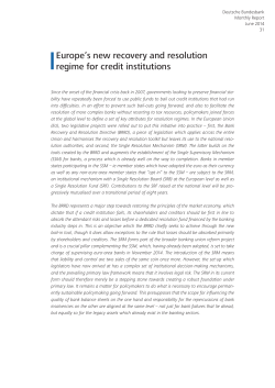 Europe`s new recovery and resolution regime for