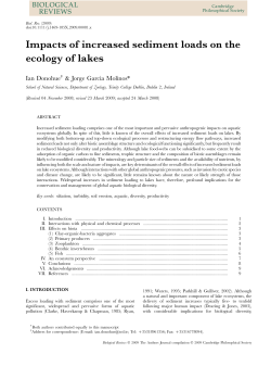 Impacts of increased sediment loads on the ecology of lakes