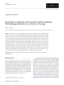 Sustainable Livelihoods and Ecosystem Health