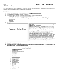 Bacon`s Rebellion - Mullen High School