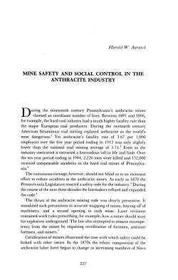 mine safety and social control in the anthracite industry