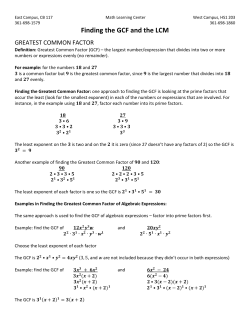 Finding the GCF and the LCM