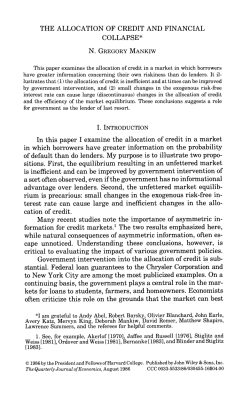 THE ALLOCATION OF CREDIT AND FINANCIAL COLLAPSE* In