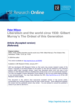 Liberalism and the world circa 1930: Gilbert Murray`s The Ordeal of