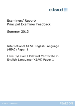 Examiner Feedback Summer 2013 - Edexcel