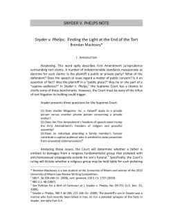 SNYDER V. PHELPS NOTE Snyder v. Phelps: Finding the Light at