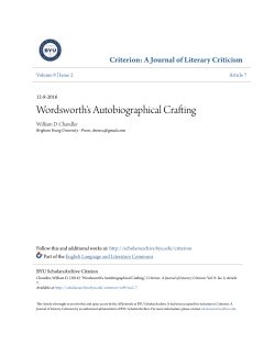 Wordsworth`s Autobiographical Crafting