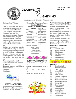 Clara Lodge Newsletter