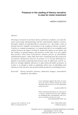 Presence in the reading of literary narrative: A case for
