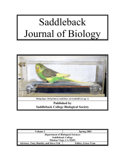 Saddleback Journal of Biology