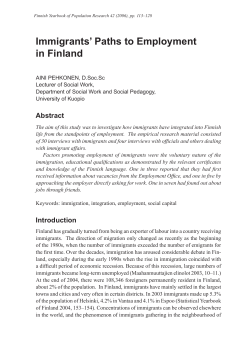 Immigrants` Paths to Employment in Finland
