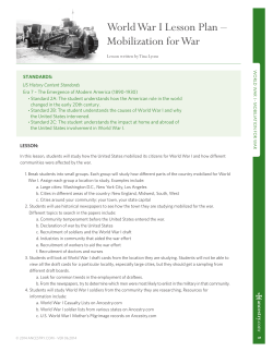 World War I Lesson Plan – Mobilization for War