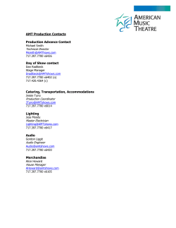 AMT Production Contacts Production Advance Contact Day of Show