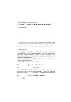 A Review of the Matrix Riccati Equation