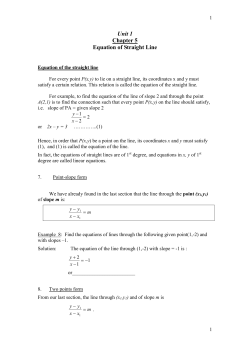 Unit 1 Chapter 5 (Equation of a straight line)