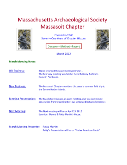 Massachusetts Archaeological Society Massasoit Chapter