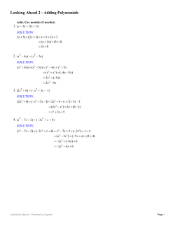 Looking Ahead 2 - Adding Polynomials