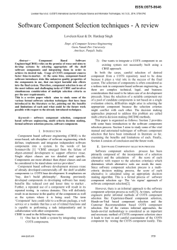 Software Component Selection techniques - A review