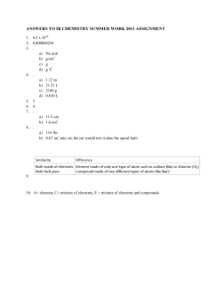 ANSWERS TO IB CHEMISTRY SUMMER WORK 2013 ASSIGNMENT