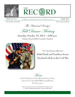 October 2013 - Historical Society of Charles County