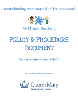 Policy and Procedure 2016-17 - Nursery