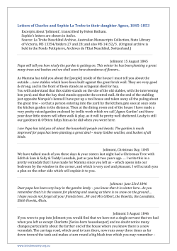 Letters of Charles and Sophie La Trobe to their daughter Agnes