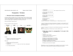 Presupposition &ndash; The Basics