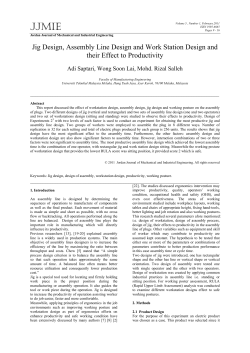 Jig Design, Assembly Line Design and Work Station Design and