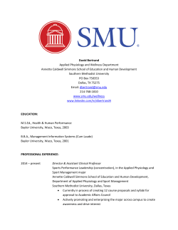 David Bertrand Applied Physiology and Wellness Department