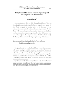 Enlightenment Theories of Nature`s Degeneracy and the Origins of