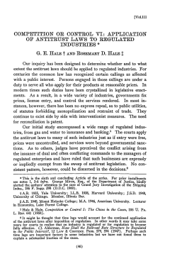 Application of Antitrust Laws to Regulated Industries