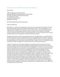 Morningstar Comments on Fiduciary Rule Examination
