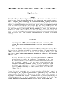 PEACE RESEARCH WITH A DIVERSITY PERSPECTIVE: A LOOK