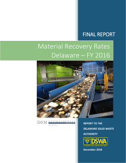 Material Recovery Rates - Delaware Solid Waste Authority