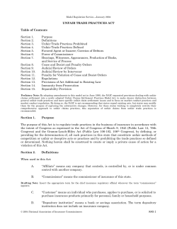 unfair trade practices act - National Association of Insurance