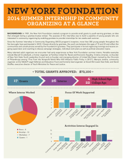 2014 Summer Internship in Community Organizing at a Glance