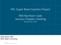 Super Bowl Coaches Project - PMI Northern Utah Chapter