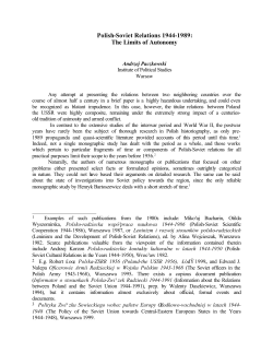 Andrzej Paczkowski, Polish-Soviet Relations 1944&ndash;1989: The Limits
