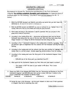 Declaration and Resolves of the First Continental Congress