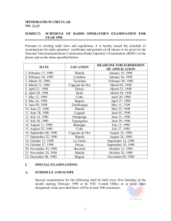 Schedule Of Radio Operator`s Examination For The Year 1990