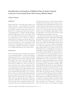 Identification and Analysis of Utilized Glass in Early Colonial