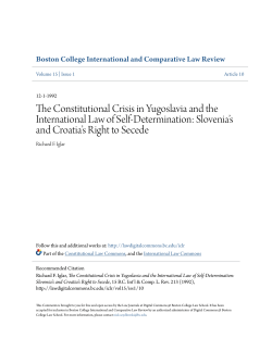 The Constitutional Crisis in Yugoslavia and the International Law of