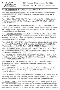 Directions - Talamore Country Club