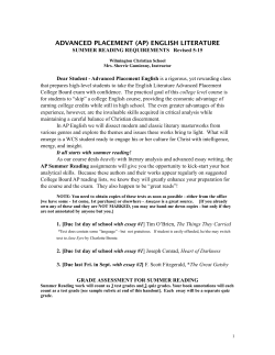 ap summer read requirmts - Wilmington Christian School